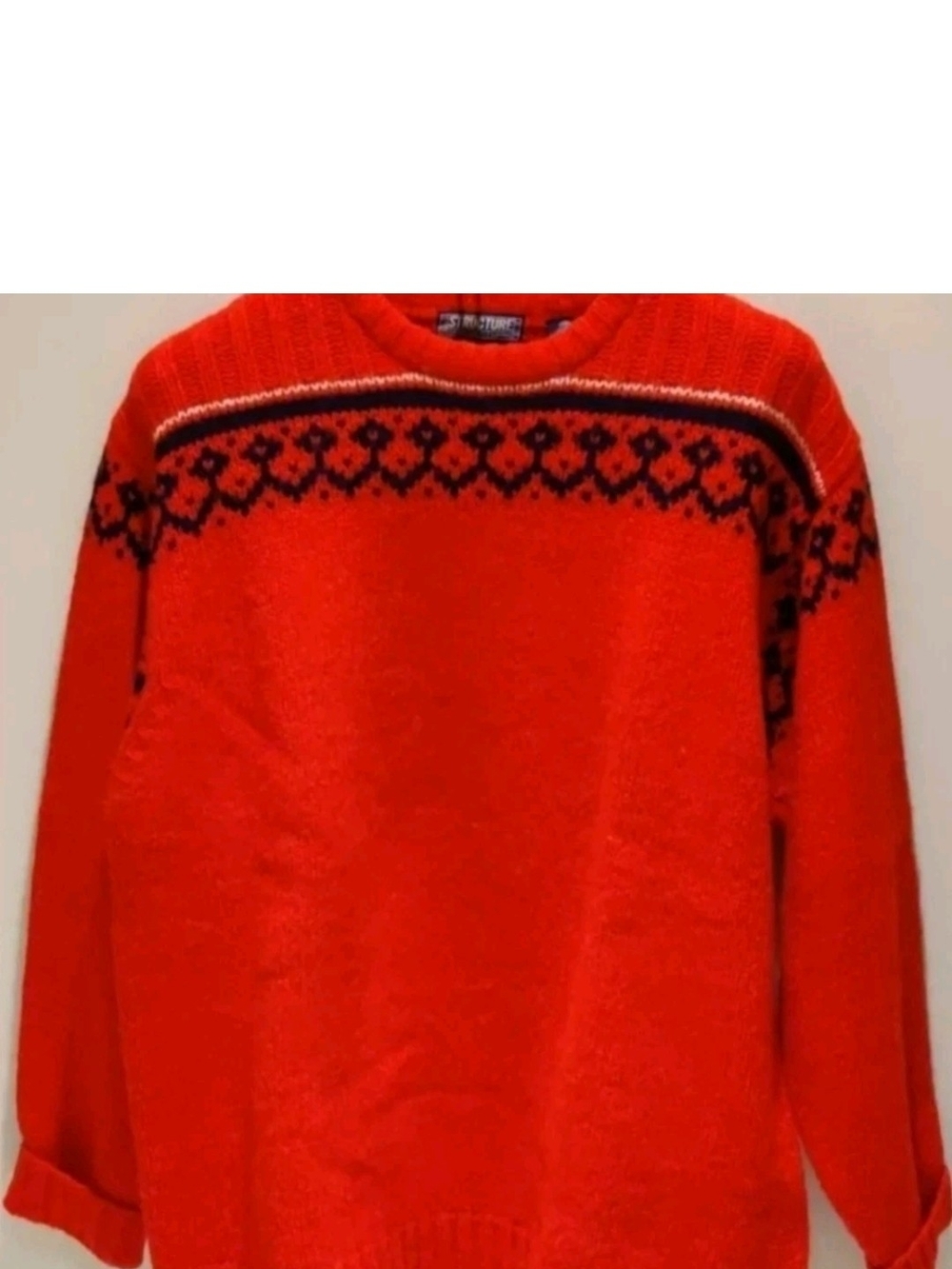 Authentic Structure Mens Shetland Wool Long Sleeve Pullover Red Sweater Size XL